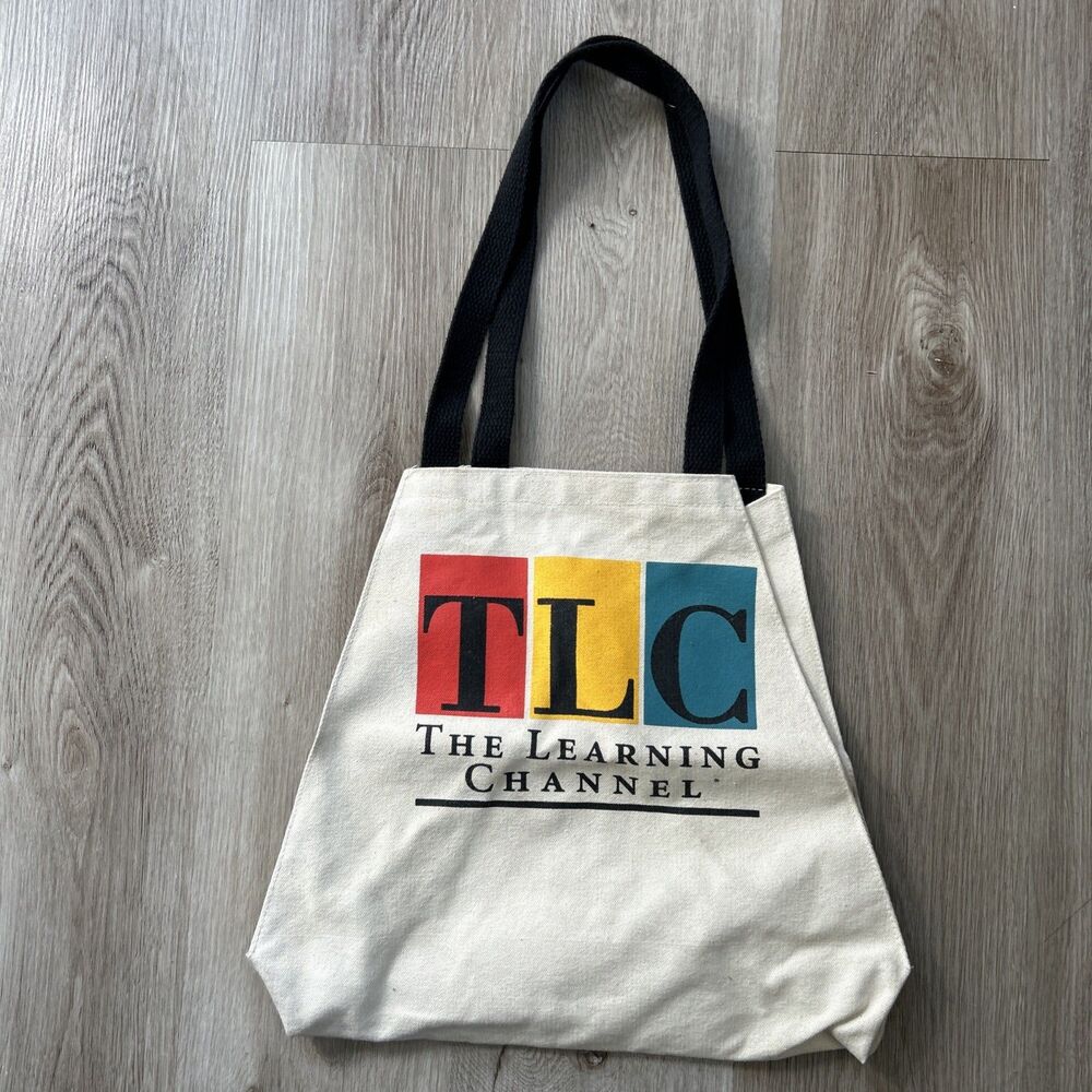 The Learning Channel TLC Canvas Tote Bag Rare 80's 90's Shoulder Strap Vintage